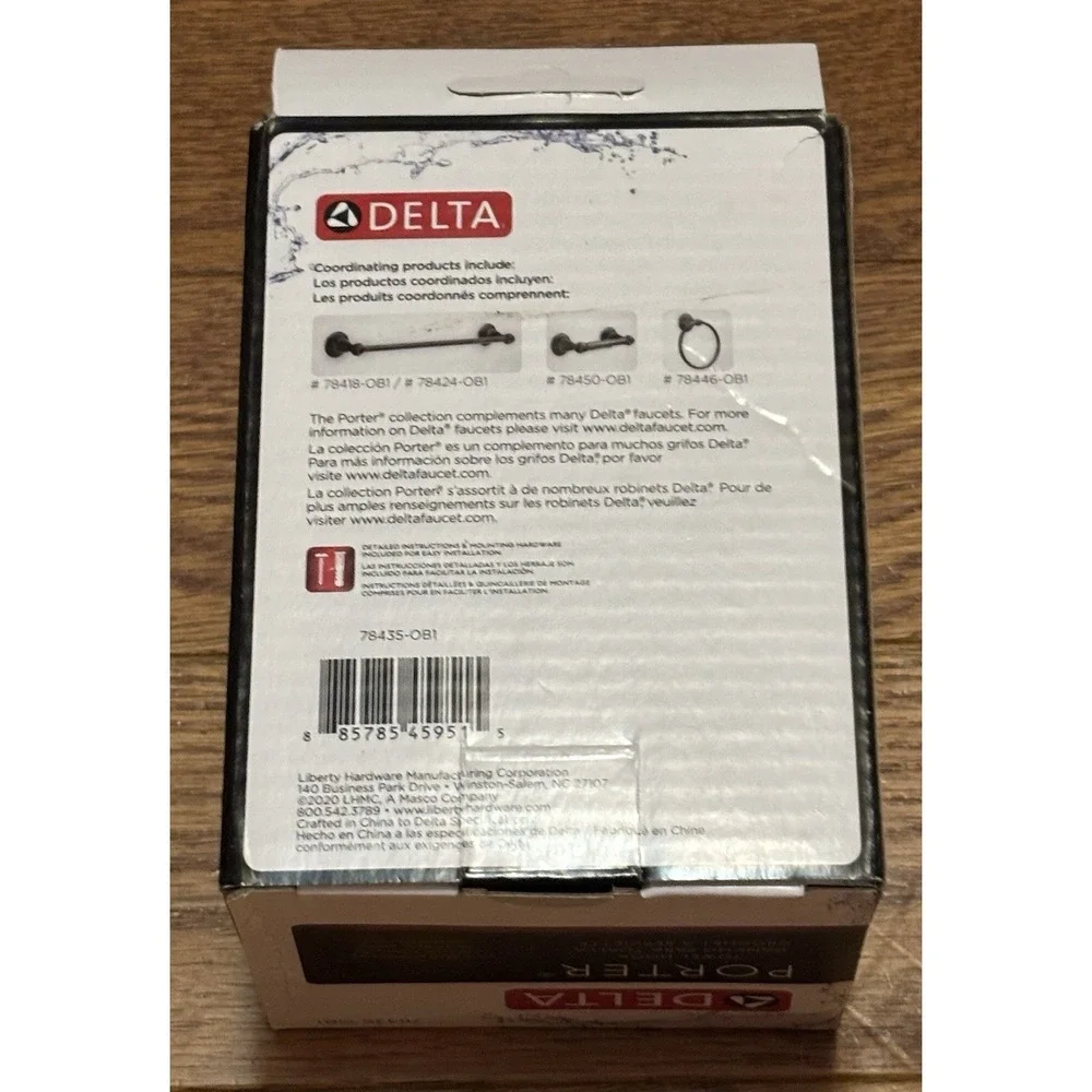 Delta 78435-OB1 Porter Multi-Purpose Robe Towel Hook, Oil Rubbed Bronze